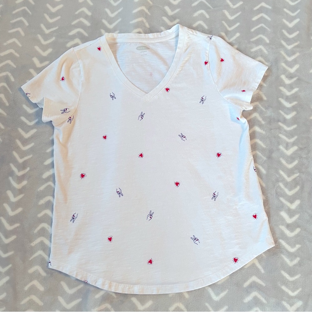 Old Navy Peace Sign V-Neck Tee